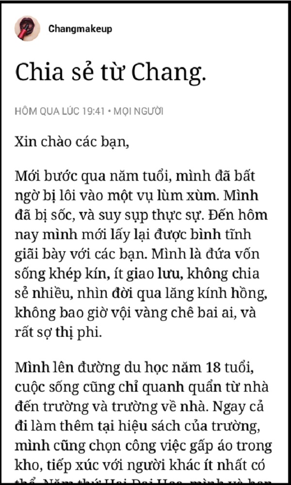 Chia sẻ của Chang